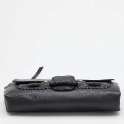 Pre Owned Alexander McQueen Black Leather Flap Clutch