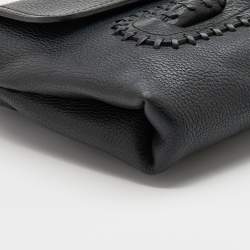 Pre Owned Alexander McQueen Black Leather Flap Clutch