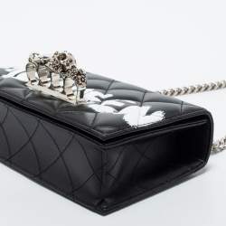 Pre Owned Alexander McQueen Black Graffiti Quilted Leather Small Jewel Shoulder Bag