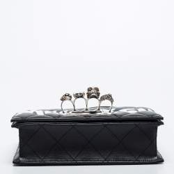 Pre Owned Alexander McQueen Black Graffiti Quilted Leather Small Jewel Shoulder Bag