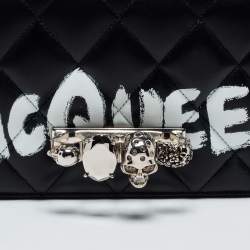 Pre Owned Alexander McQueen Black Graffiti Quilted Leather Small Jewel Shoulder Bag