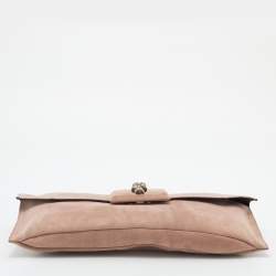 Pre Owned Alexander McQueen Pink Suede Crystal Embellished Skull Clutch