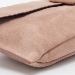 Pre Owned Alexander McQueen Pink Suede Crystal Embellished Skull Clutch