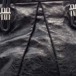 Alexander McQueen Metallic Black Leather Frame Satchel
