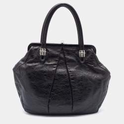 Alexander McQueen Metallic Black Leather Frame Satchel