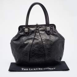 Alexander McQueen Metallic Black Leather Frame Satchel