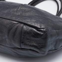 Alexander McQueen Metallic Black Leather Frame Satchel
