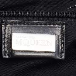 Alexander McQueen Metallic Black Leather Frame Satchel