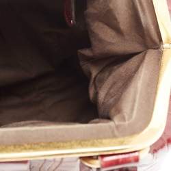 Pre Owned Alexander McQueen Burgundy Croc Embossed Leather Elvie Satchel