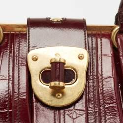 Pre Owned Alexander McQueen Burgundy Croc Embossed Leather Elvie Satchel