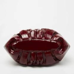 Pre Owned Alexander McQueen Burgundy Croc Embossed Leather Elvie Satchel