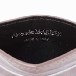 Alexander McQueen Lilac Crocodile Embossed Leather Skull Card Holder