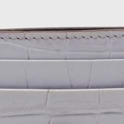 Alexander McQueen Lilac Crocodile Embossed Leather Skull Card Holder