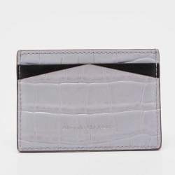 Alexander McQueen Lilac Crocodile Embossed Leather Skull Card Holder