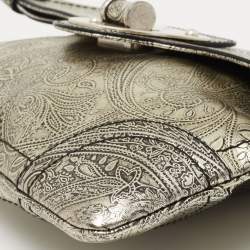 Pre Owned Alexander McQueen Silver Leather Paisley Novak Clutch