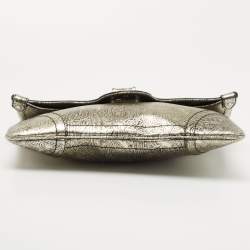 Pre Owned Alexander McQueen Silver Leather Paisley Novak Clutch