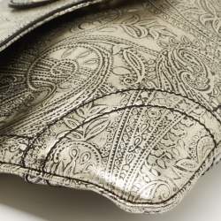 Pre Owned Alexander McQueen Silver Leather Paisley Novak Clutch