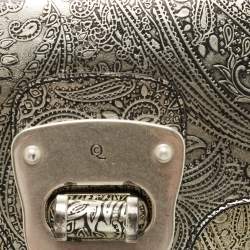Pre Owned Alexander McQueen Silver Leather Paisley Novak Clutch