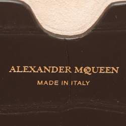Pre Owned Alexander McQueen Black Embossed Croc Leather Skull Knuckle Duster Clutch
