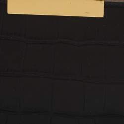 Pre Owned Alexander McQueen Black Embossed Croc Leather Skull Knuckle Duster Clutch