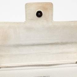Pre Owned Alexander McQueen White Leather Embellished Insignia Chain Bag