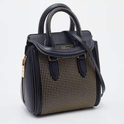 Pre Owned Alexander McQueen Black Leather Mini Studded Heroine Shoulder Bag