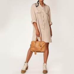 Pre Owned Alexander McQueen Brown Leather Skull Padlock Satchel