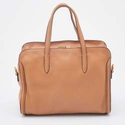 Pre Owned Alexander McQueen Brown Leather Skull Padlock Satchel