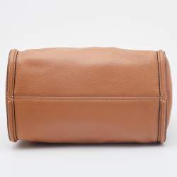 Pre Owned Alexander McQueen Brown Leather Skull Padlock Satchel