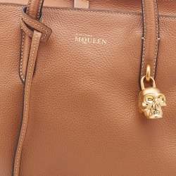 Pre Owned Alexander McQueen Brown Leather Skull Padlock Satchel
