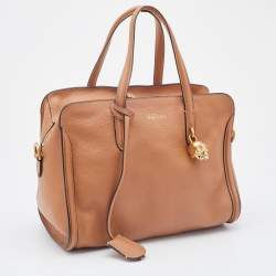 Pre Owned Alexander McQueen Brown Leather Skull Padlock Satchel