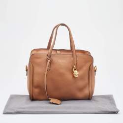 Pre Owned Alexander McQueen Brown Leather Skull Padlock Satchel