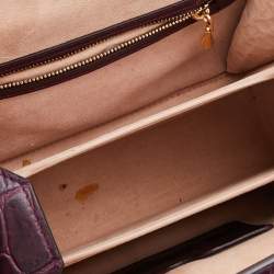 Alexander McQueen Burgundy Croc Embossed Leather Box 16 Shoulder Bag