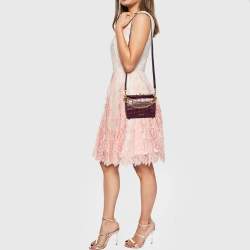 Alexander McQueen Burgundy Croc Embossed Leather Box 16 Shoulder Bag
