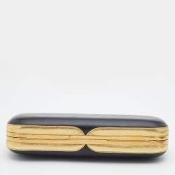 Pre Owned Alexander McQueen Black Leather Skull Knuckle Box Clutch