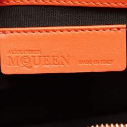 Pre Owned Alexander McQueen Orange Leather Skull Padlock Shoulder Bag