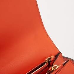 Pre Owned Alexander McQueen Orange Leather Skull Padlock Shoulder Bag