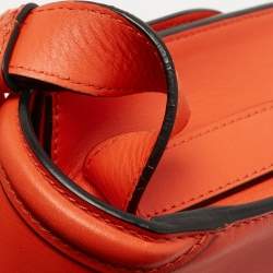 Pre Owned Alexander McQueen Orange Leather Skull Padlock Shoulder Bag