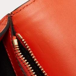 Pre Owned Alexander McQueen Orange Leather Skull Padlock Shoulder Bag