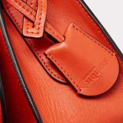 Pre Owned Alexander McQueen Orange Leather Skull Padlock Shoulder Bag