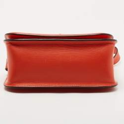 Pre Owned Alexander McQueen Orange Leather Skull Padlock Shoulder Bag