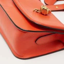 Pre Owned Alexander McQueen Orange Leather Skull Padlock Shoulder Bag