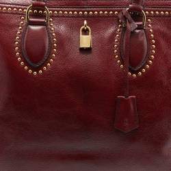 Alexander McQueen Burgundy Leather Studded Satchel