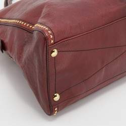 Alexander McQueen Burgundy Leather Studded Satchel
