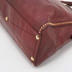 Alexander McQueen Burgundy Leather Studded Satchel