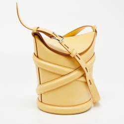 Alexander McQueen Yellow Leather Small The Curve Bucket Bag