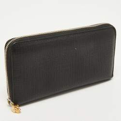 Alexander McQueen Black Leather Zip Around Skull Wallet
