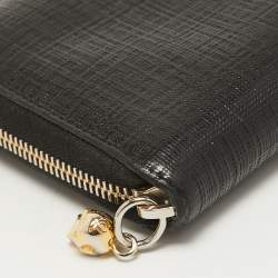Alexander McQueen Black Leather Zip Around Skull Wallet