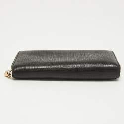 Alexander McQueen Black Leather Zip Around Skull Wallet