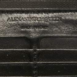Alexander McQueen Black Leather Zip Around Skull Wallet